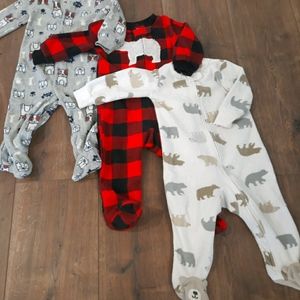 3x Fleece Footie Pajamas